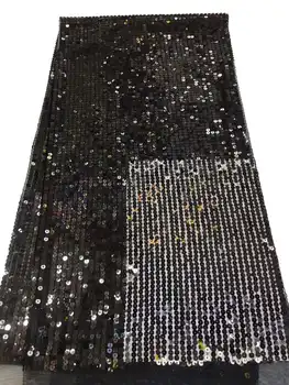 Черная кружевная ткань 2023 Высококачественное Африканское 3D кружево с блестками, Французский тюль, кружевная ткань, Швейцарское кружево, Нигерийские сетчатые ткани для платья