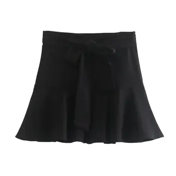 Черные элегантные юбки с бантом и высокой талией для женщин, Шикарная леди, Модная женская одежда 2023 Года, Новинка