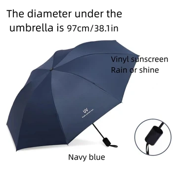 Черный резиновый складной солнцезащитный зонт с 8 переломами