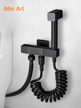 Черный Туалетный Пистолет-Распылитель Аксессуар Для Промывки Унитаза Health Faucet Booster с Краном