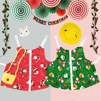 Шлейка для мелких животных, поводок, комплект со шляпой, сумка, Рождественский костюм, Регулируемое платье