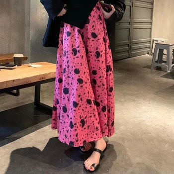 Юбки в Корейском стиле, Женская Весенне-осенняя юбка с цветочным рисунком, Новая Облегающая юбка трапециевидной формы средней длины, Плиссированные юбки Faldas Mujer Moda 2023