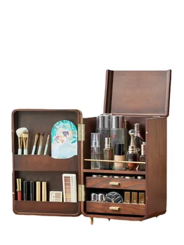 Ящик для хранения косметики из массива дерева Hxl Пылезащитный Косметический шкафчик С полкой для ухода за кожей большой емкости